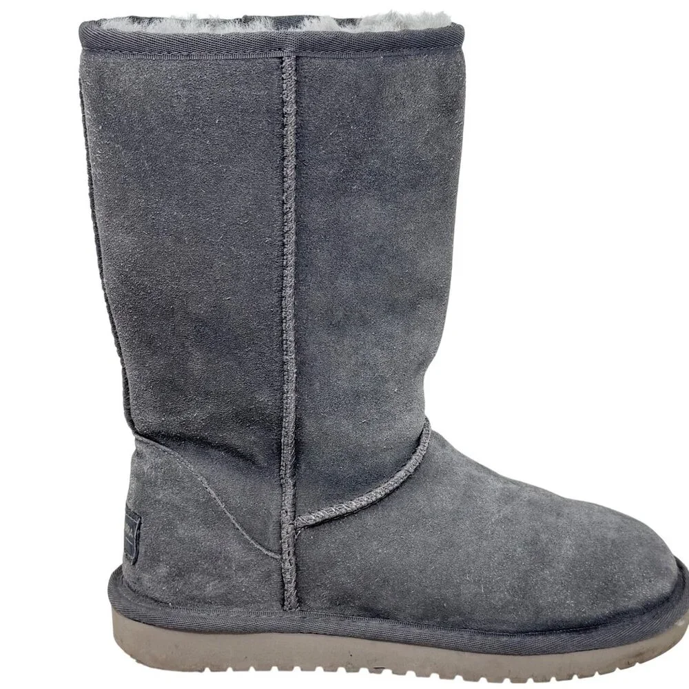 Koolaburra Koola Short By UGG Womens Gray Suede Winter Sheep Fur Boots Boho Sz 5